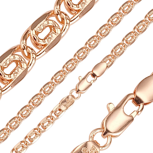 カタツムリ キーホール リンク ハンマード ローズゴールド チェーン