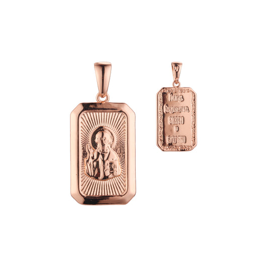 ローズゴールドのツートーンメッキカラーのセントニコラスペンダント