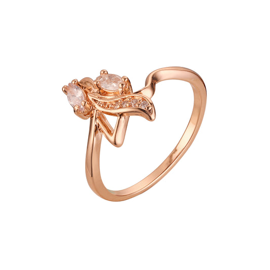 Rose Gold double solitaire rings paving stones