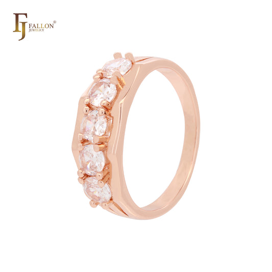 Cluster aus fünf runden Ringen aus Roségold mit weißen CZs