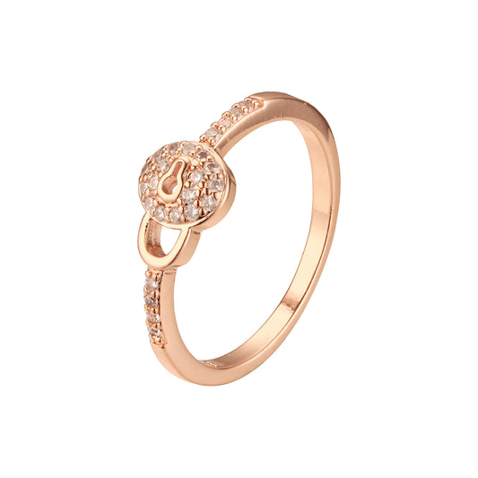 Fashion lock with keyhole paved white cz Rose Gold rings