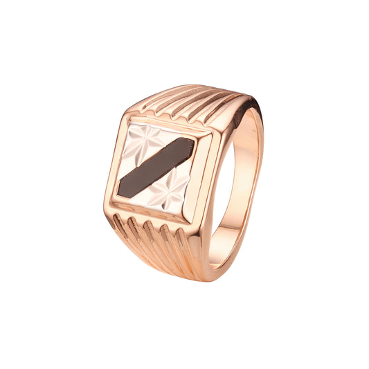 Siegelring mit Schrägstrich aus Roségold, zweifarbig, für Herren
