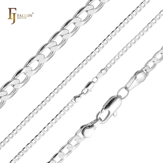 ホワイトゴールドメッキのクラシックなカーブリンクチェーン