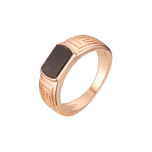 ブラック オイル ペイント ローズ ゴールド メンズ シグネット リング