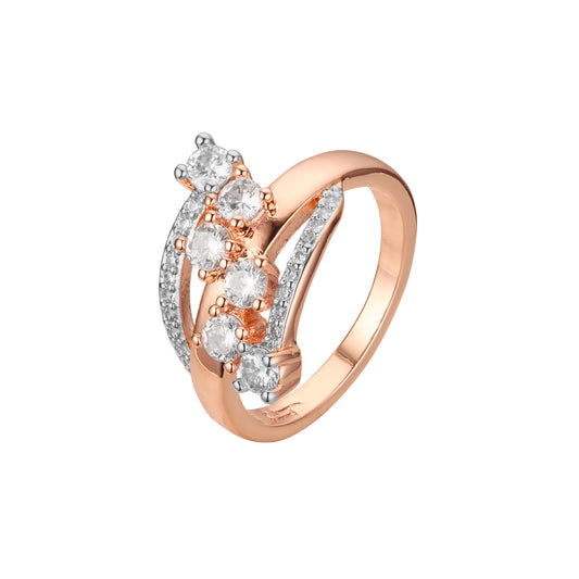 ファッションクラスターリング、ローズゴールド、ツートーンメッキカラー