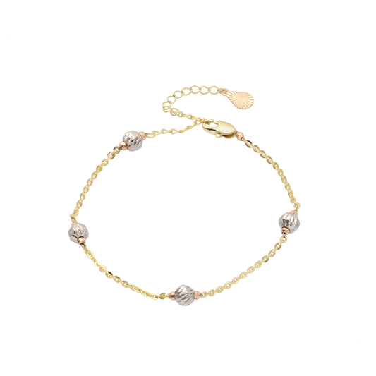 Pulseras de cuentas de Oro 14K en dos tonos.