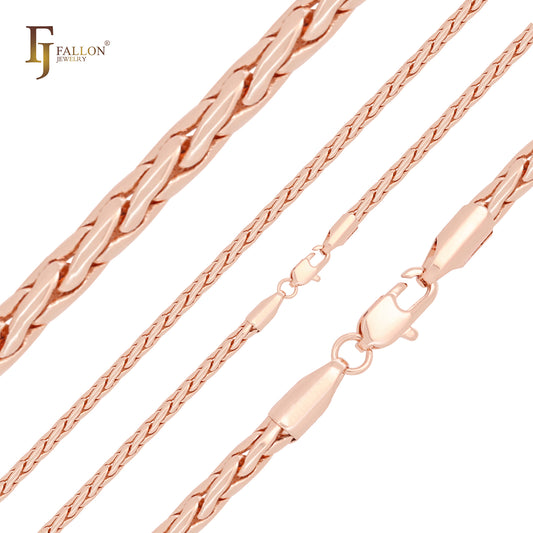 Cadenas finas de trigo Spiga en oro de 14 quilates y oro rosa