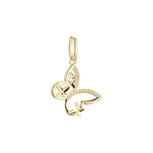 玫瑰金、14K 金蝴蝶吊坠,双色