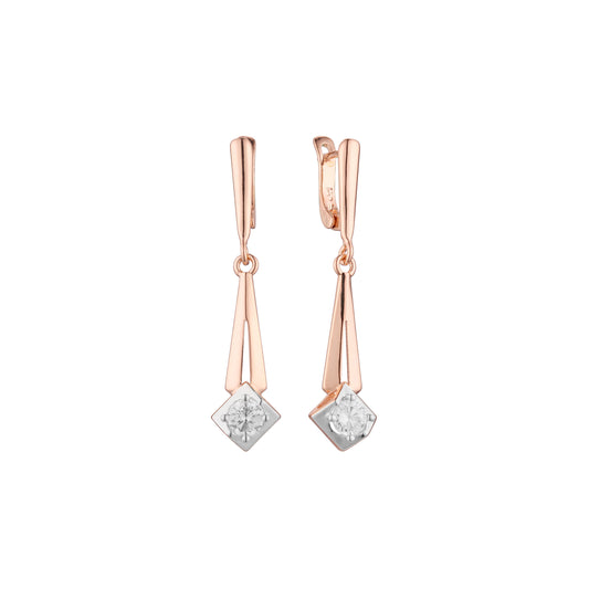 Solitaire earrings in 14K Gold, Rose Gold, two tone plating colors