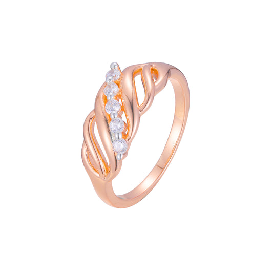 Rose Gold two tone fashion 5 stones rings