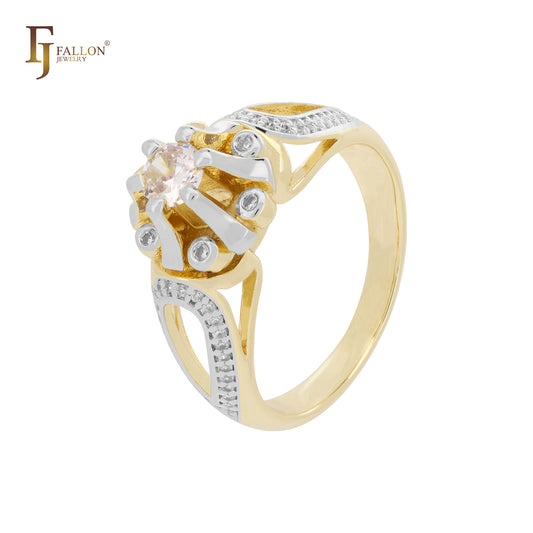 Solitaire clawed white CZ 14K Gold, Rose Gold Fashion Rings