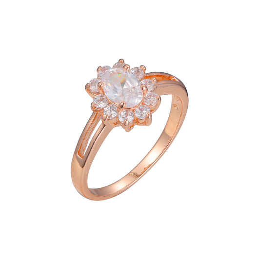 Rose Gold solitaire halo rings