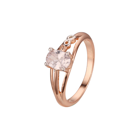 インフィニティ 8 サイン付きローズゴールド ツートン ソリティア オーバル リング