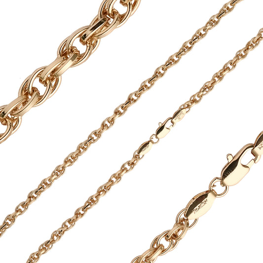 Cadenas Cable Rolo Rope chapadas en oro blanco, oro de 14 quilates, oro rosa