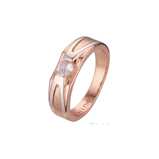 ローズゴールド ツートーン ソリティア リング