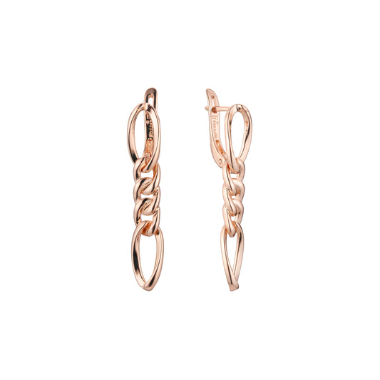 Brincos de elo de corrente em ouro 14K, cores banhadas a ouro rosa