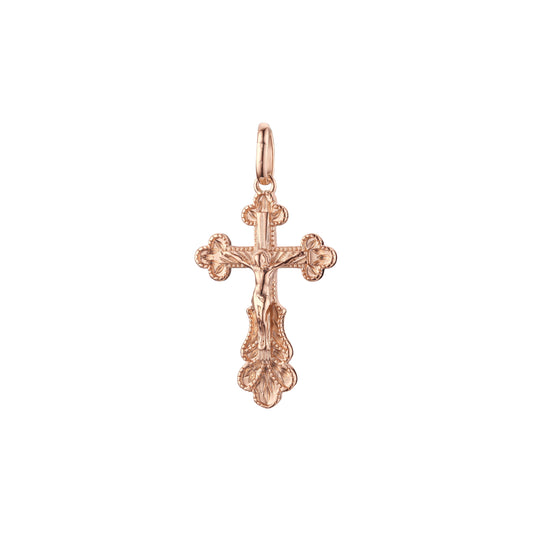 Eastern Orthodox Russian budded pendant in Rose Gold two tone, 14K Gold plating colors