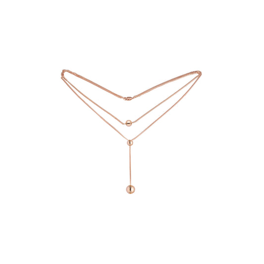 ローズゴールドメッキのビーズネックレス