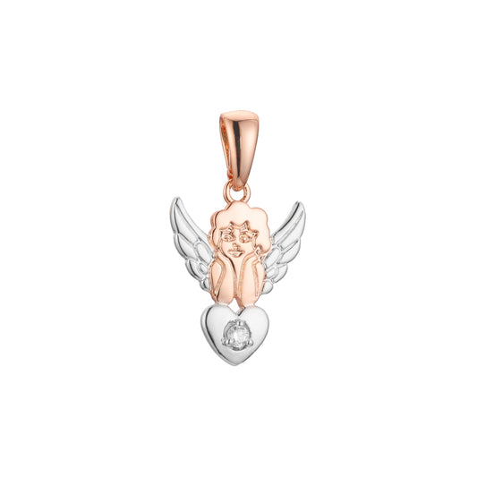 Pingente Cupido em ouro rosa, ouro 14K, duas cores de revestimento