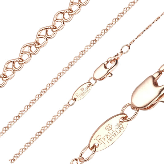 {カスタマイズ} ハート ケーブル リンク ローズゴールド チェーン