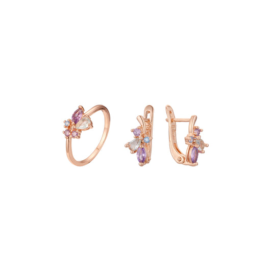 Conjunto de conjuntos mistos coloridos em ouro rosa