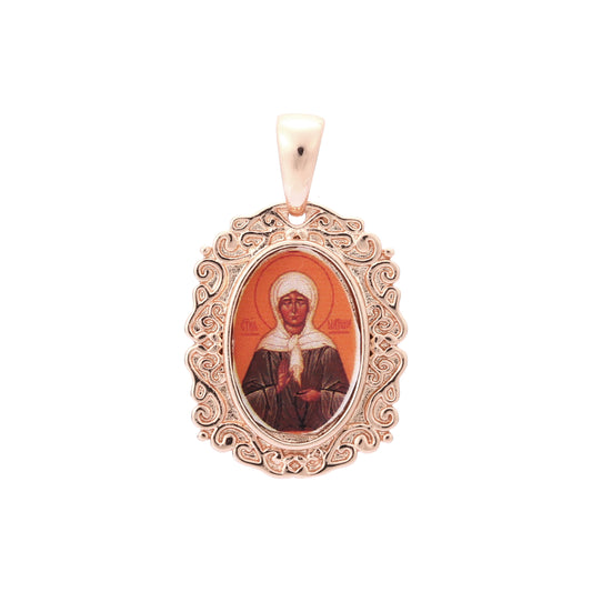 Portrait of Saint Matrona Rose Gold pendant