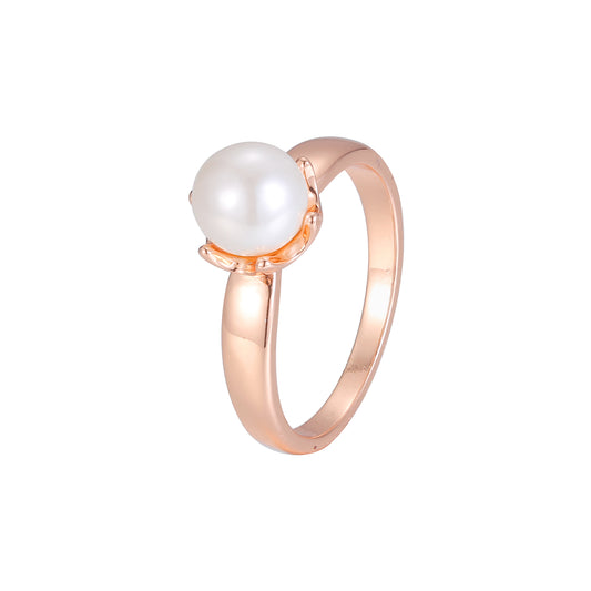 Кольца Solitaire с крупным жемчугом, покрытые розовым золотом