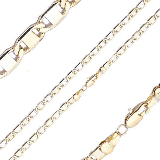 Geh?mmerte Mariner Z-Gliederketten, plattiert mit 14 Karat Gold, zweifarbig