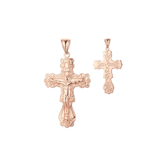 Eastern Orthodox Russian budded pendant in Rose Gold, White Gold plating colors