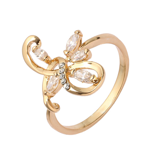 Fashion flower white cz Rose Gold rings