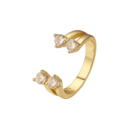 Открытые кольца с четырьмя камнями из Красное золото 585 пробы, цвета покрытия из Жёлтое золото 585 пробы