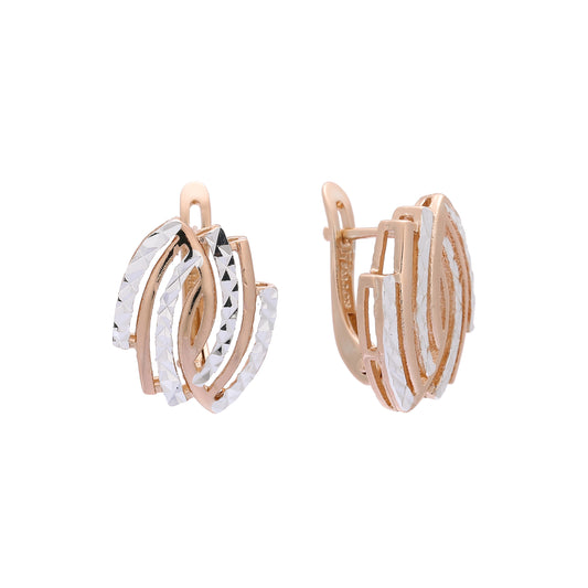 14-каратное золото, двухцветные серьги из Красное золото 585 пробы