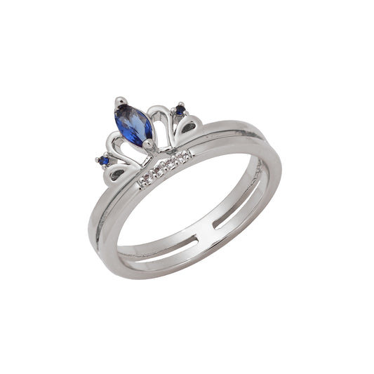 ダブルロウソリティアCZ 14Kゴールド、ローズゴールドリング