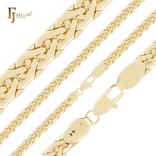 Cadenas compactas de eslabones tipo C cruzados de oro de 14 quilates y oro rosa