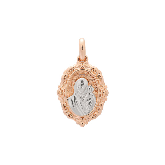 Virgin Mary of Kazan pendant in Rose Gold, two tone plating colors
