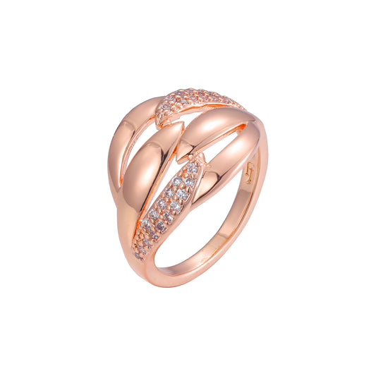 Anillos de racimo con garras en Oro Rosa, baño de dos colores