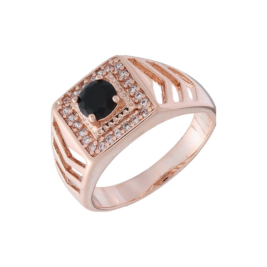 Кольца мужские из 14-каратного золота, розового золота с белыми фианитами и черными фианитами