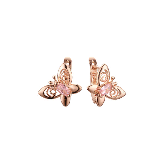 .Aretes en Oro de 14K, colores chapados en Oro Rosa