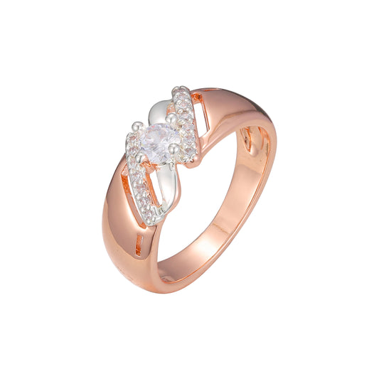 ローズゴールドのリング、ツートーンメッキカラー