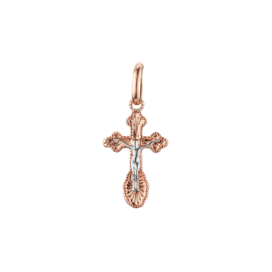 Eastern Orthodox Russian budded pendant in Rose Gold two tone, 14K Gold plating colors