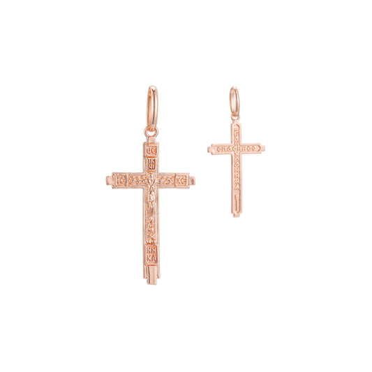Orthdox cross pendant in Rose Gold two tone, 14K Gold plating colors