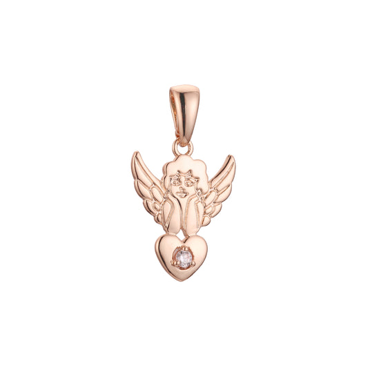 Pingente Cupido em ouro rosa, ouro 14K, duas cores de revestimento