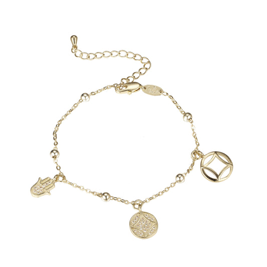 Pulseras de Hamsa enchapadas en Oro de 14K, dos tonos