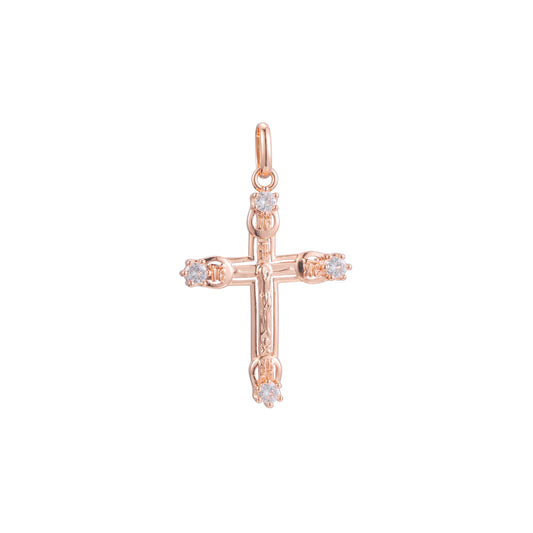 Eastern Orthodox Russian budded pendant in Rose Gold & 14K Gold plating colors