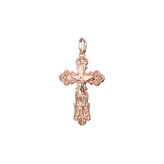 Eastern Orthodox Russian budded pendant in Rose Gold two tone, 14K Gold plating colors