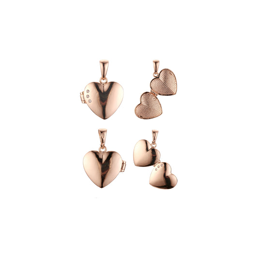 Открывающаяся глянцевая подвеска в форме сердца из 14-каратного золота, белого золота, розового золота