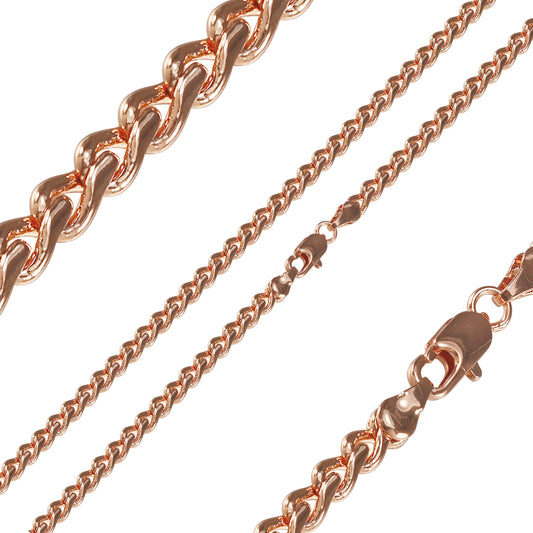 丸みを帯びたケーブル リンク ローズゴールド チェーン