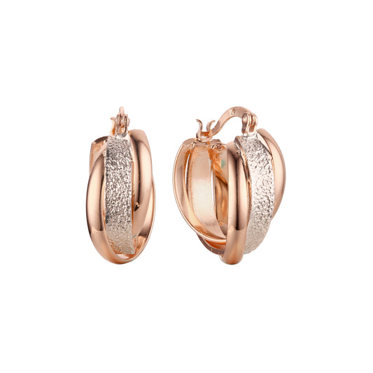 Серьги-кольца геометрической формы из 14-каратного и Красное золото 585 пробы с двухцветным покрытием