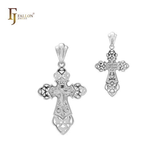 Crucifix Orthodox 14K Gold, Rose Gold, White Gold Cross Pendant