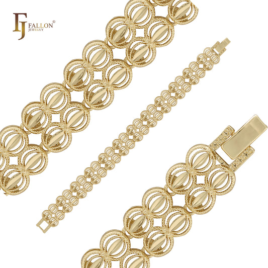 Jaulas de pulseras de oro de 14 quilates de doble capa.